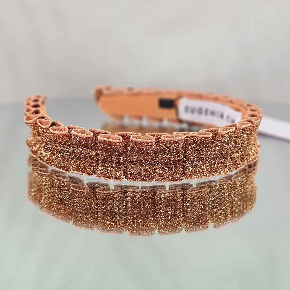 Eugenia Kim Headband Papaya Rafaela Velvet Metallic Ruffle Holiday Sparkle Party